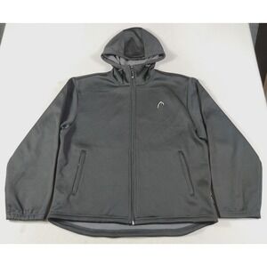 HEAD Jacket Mens XL Black Hooded Softshell Full Zip Fleece Lined Activewear